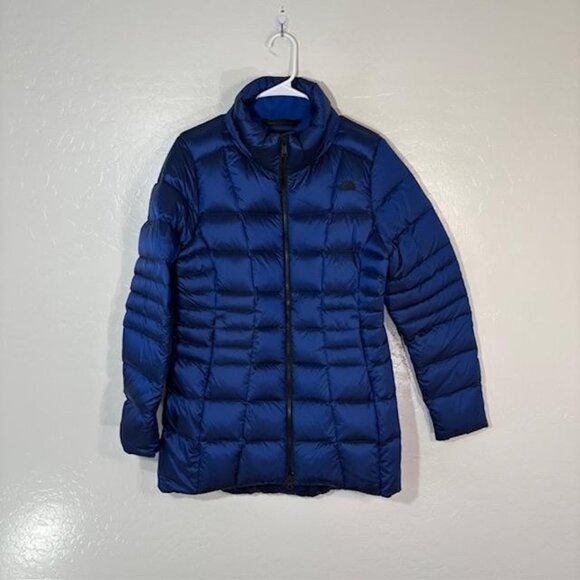 The North Face Jacket Womens Medium Blue Goose Down Puffer Quilted Full Zip - Picture 1 of 7
